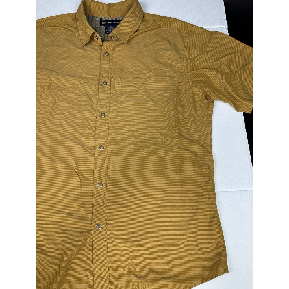 ExOfficio Button Up Short Sleeve Mustard Yellow Lightweight Breathable Mens L - Picture 2 of 7